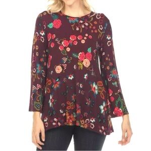 Johnny Was The Janie Favorite Floral Swing Tunic Top Boho Chic Oversized XXS